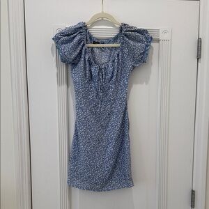 Sunday Muse Floral Blue Mini Dress
